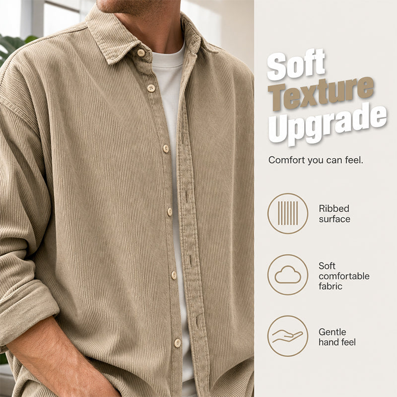 Men's Casual Corduroy Button-Up Shirt