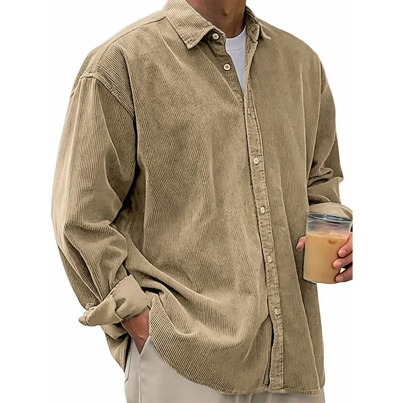 Men's Casual Corduroy Button-Up Shirt