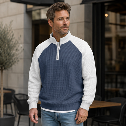Men's Waffle Knit Quarter Zip T-Shirt