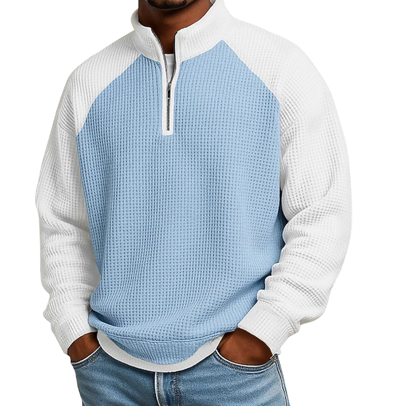 Men's Waffle Knit Quarter Zip T-Shirt
