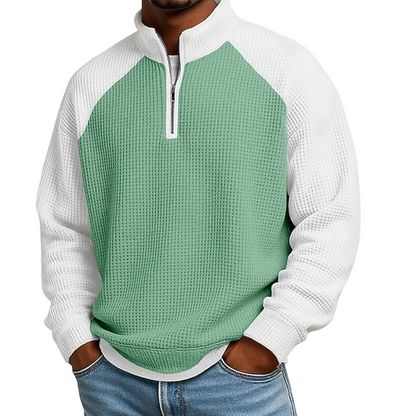 Men's Waffle Knit Quarter Zip T-Shirt