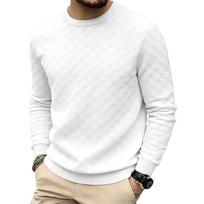 Men's Checkerboard Print Crewneck Sweatshirt