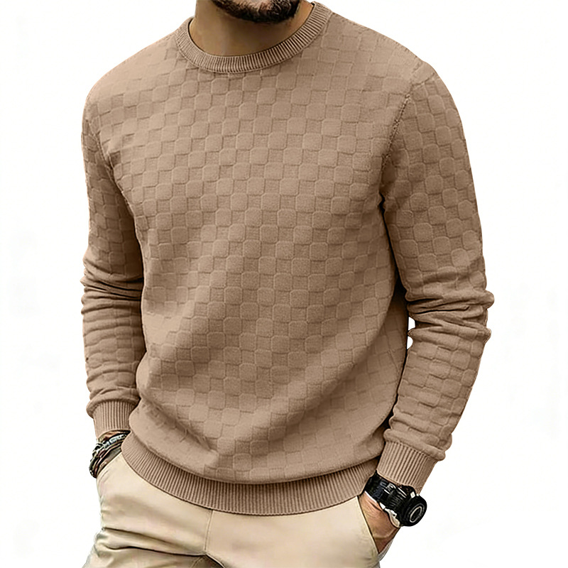 Men's Checkerboard Print Crewneck Sweatshirt