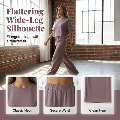 Women's Top & Wide-Leg Pants Set