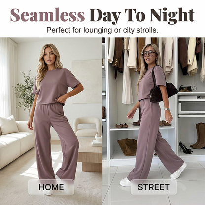 Women's Top & Wide-Leg Pants Set