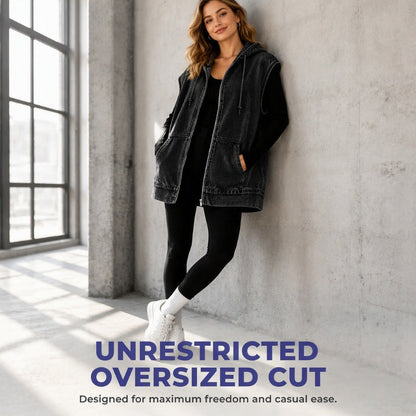 Women's Casual Denim Hooded Vest Jacket