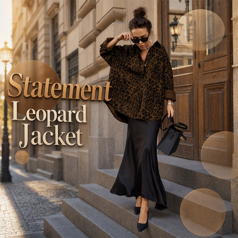 Women's Leopard Print Lapel Jacket