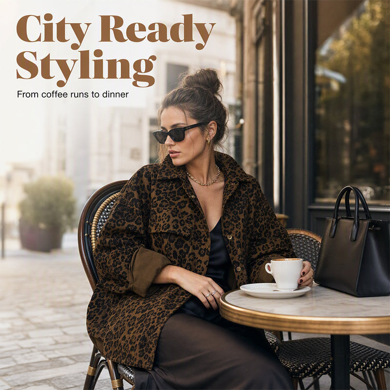 Women's Leopard Print Lapel Jacket