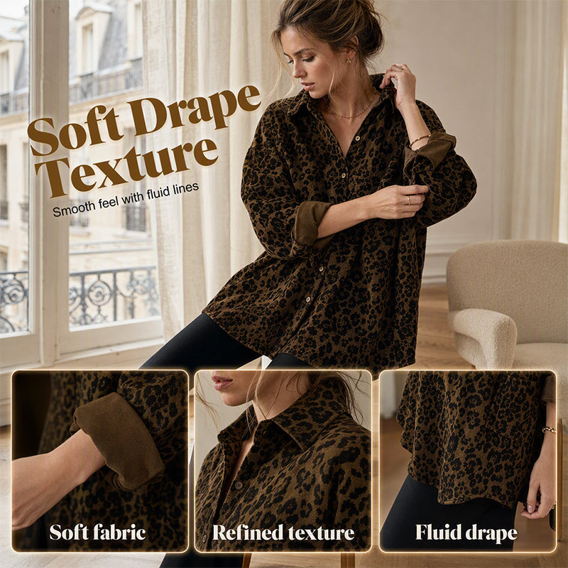 Women's Leopard Print Lapel Jacket