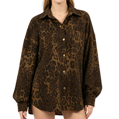 Women's Leopard Print Lapel Jacket