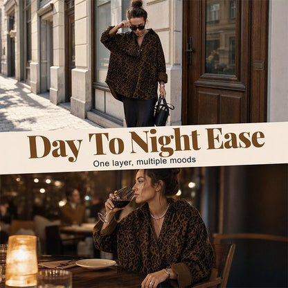 Women's Leopard Print Lapel Jacket