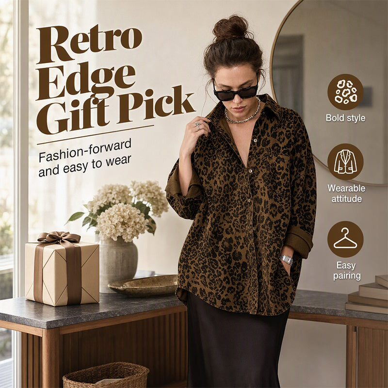 Women's Leopard Print Lapel Jacket