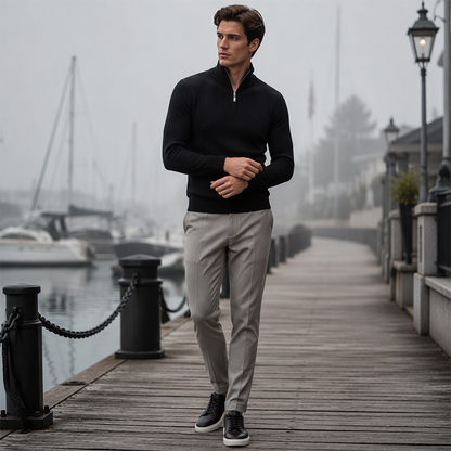 Men's Stylish Quarter-Zip Mock Neck Sweater