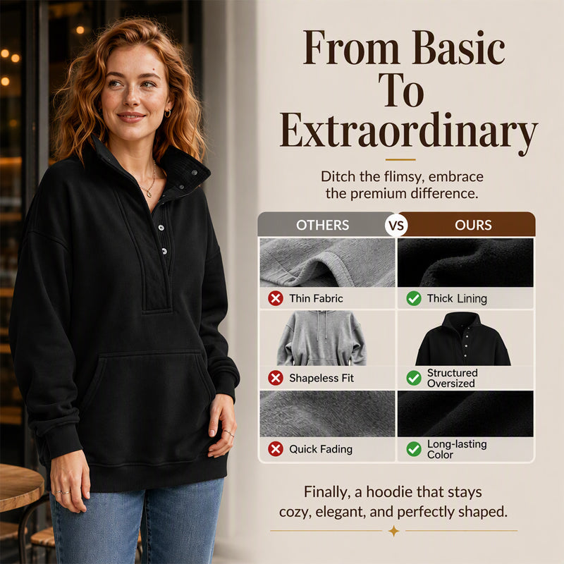 Women's Loose Snap Button Pullover Sweatshirt