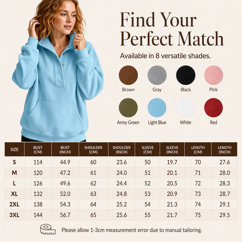 Women's Loose Snap Button Pullover Sweatshirt