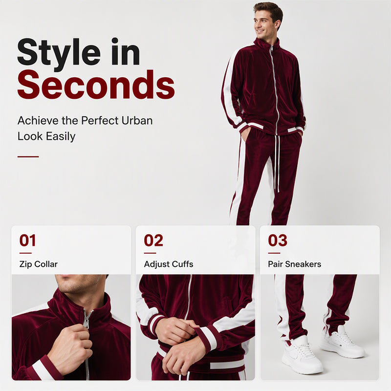 Premium Velvet Men's Tracksuit Set