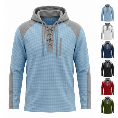 Men's Casual Knit Color-Block Hoodie