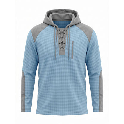 Men's Casual Knit Color-Block Hoodie