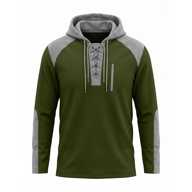 Men's Casual Knit Color-Block Hoodie