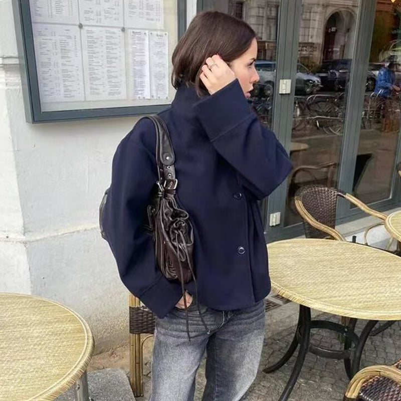 Women's Stand Collar Single-Breasted Short Coat