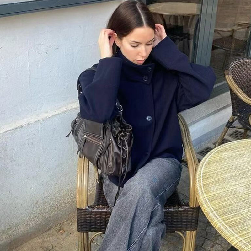 Women's Stand Collar Single-Breasted Short Coat