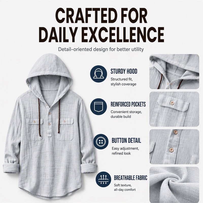 Men's Casual Long Sleeve Hooded Shirt