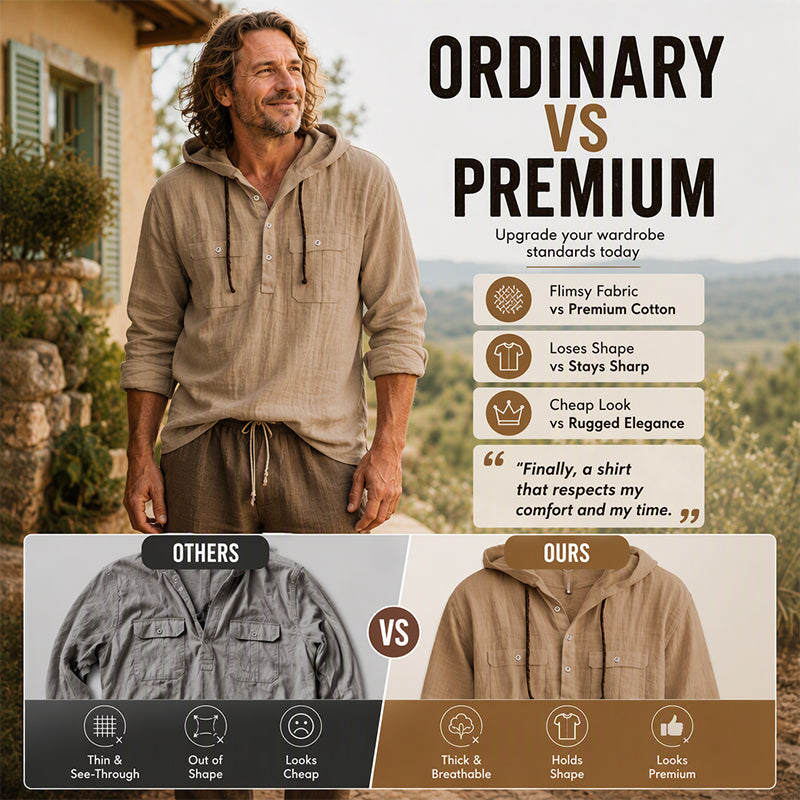 Men's Casual Long Sleeve Hooded Shirt