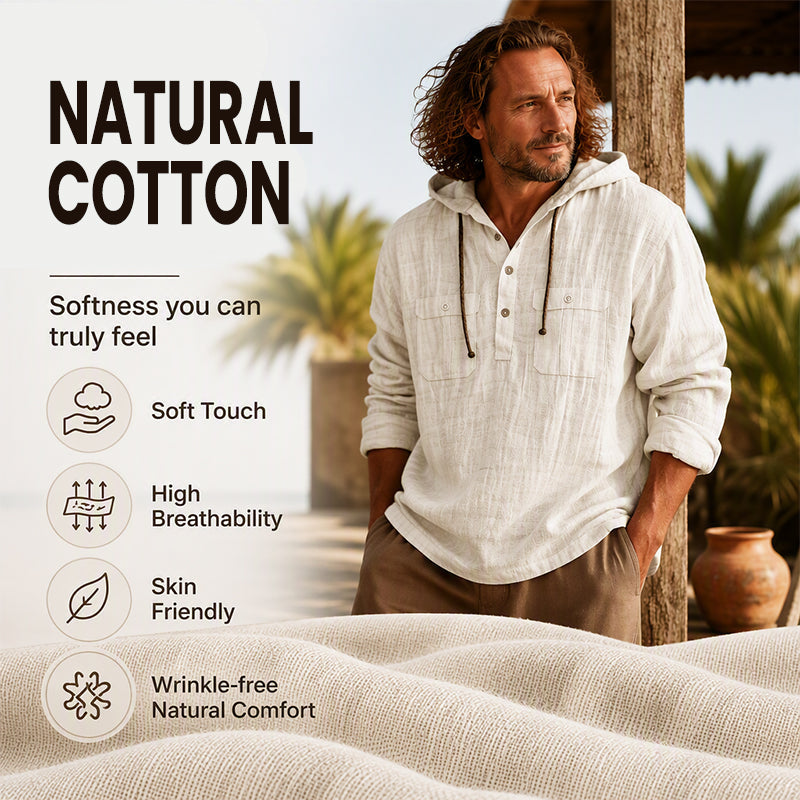Men's Casual Long Sleeve Hooded Shirt