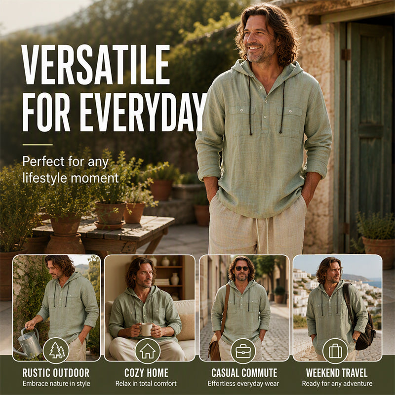 Men's Casual Long Sleeve Hooded Shirt