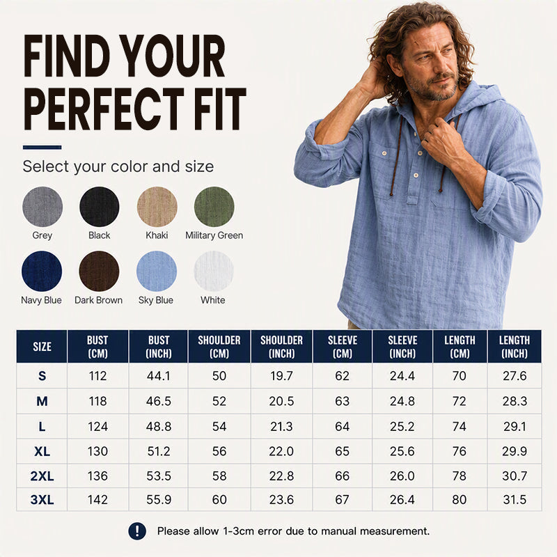 Men's Casual Long Sleeve Hooded Shirt