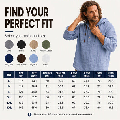 Men's Casual Long Sleeve Hooded Shirt