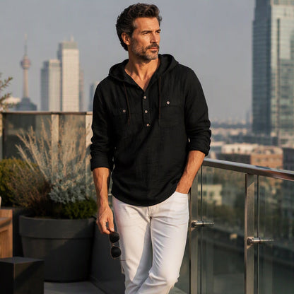 Men's Casual Long Sleeve Hooded Shirt