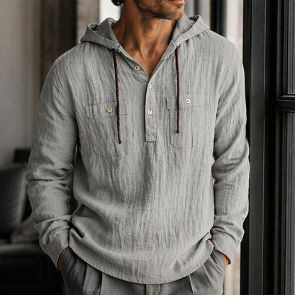 Men's Casual Long Sleeve Hooded Shirt