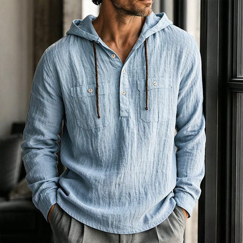 Men's Casual Long Sleeve Hooded Shirt