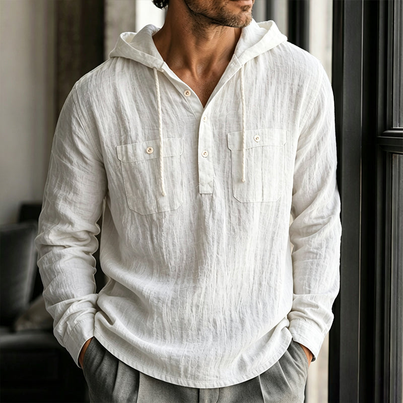 Men's Casual Long Sleeve Hooded Shirt