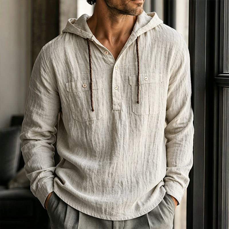 Men's Casual Long Sleeve Hooded Shirt