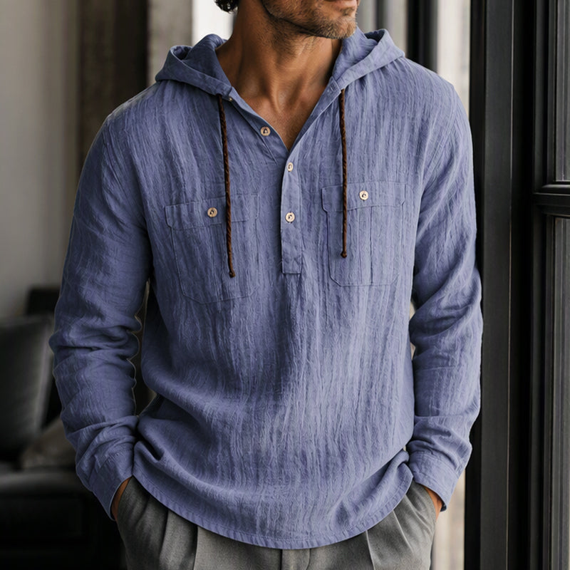 Men's Casual Long Sleeve Hooded Shirt