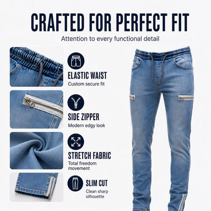 Men's Slim Fit Elastic Waist Denim Joggers