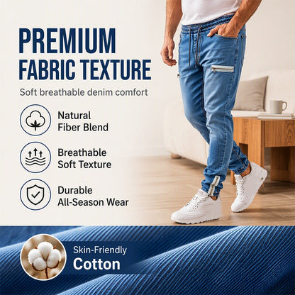 Men's Slim Fit Elastic Waist Denim Joggers