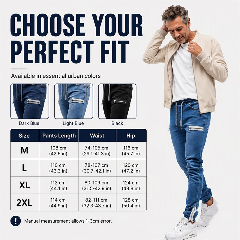 Men's Slim Fit Elastic Waist Denim Joggers