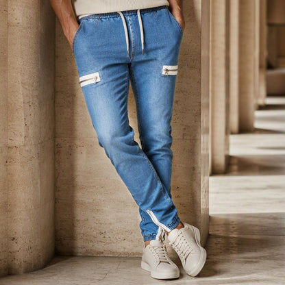 Men's Slim Fit Elastic Waist Denim Joggers