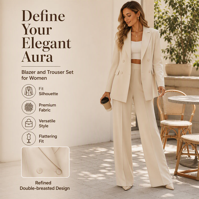 Women's Elegant Blazer Pants 2-Piece Set