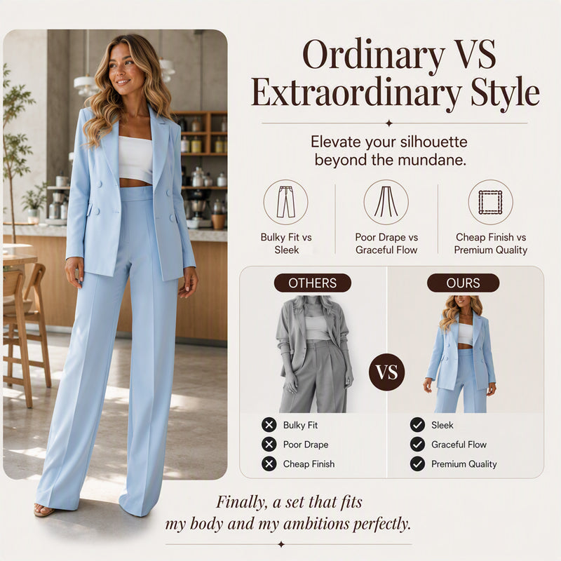 Women's Elegant Blazer Pants 2-Piece Set