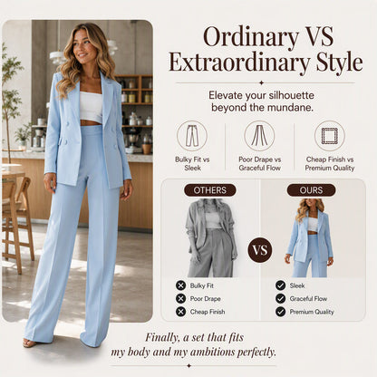Women's Elegant Blazer Pants 2-Piece Set