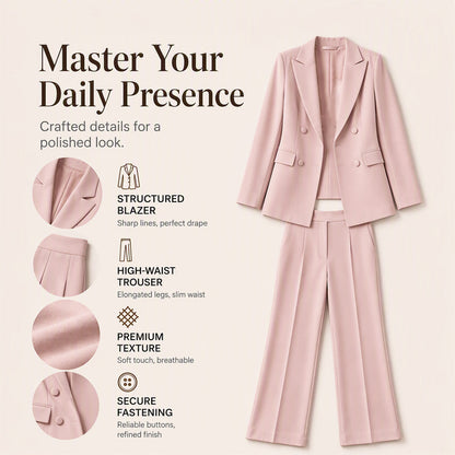 Women's Elegant Blazer Pants 2-Piece Set