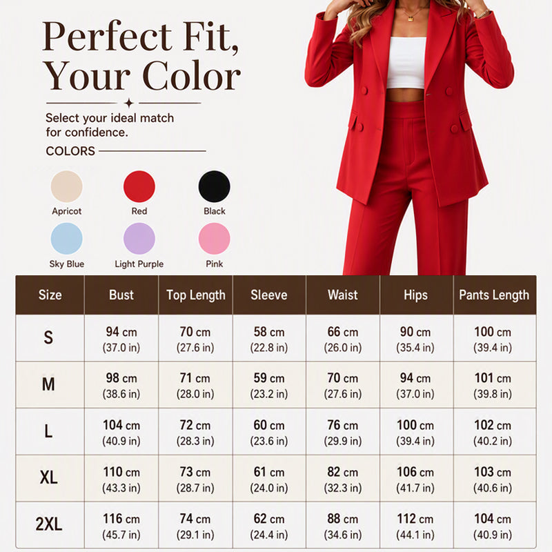 Women's Elegant Blazer Pants 2-Piece Set
