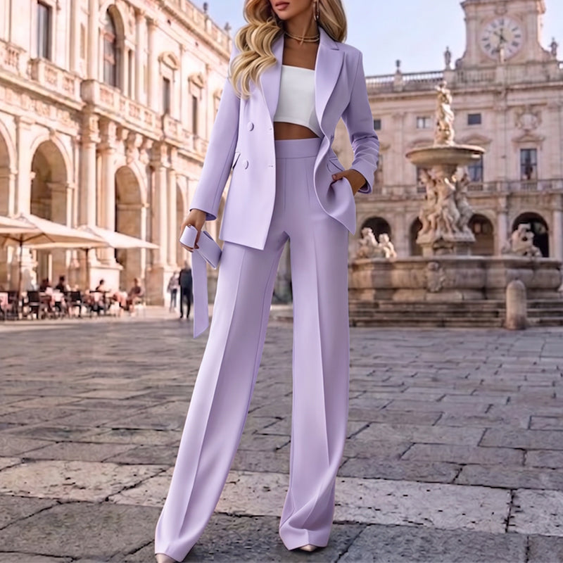 Women's Elegant Blazer Pants 2-Piece Set