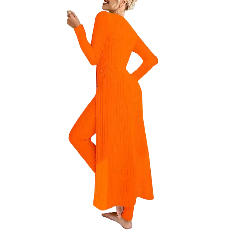 Women’s Casual Soft Ribbed Knit Two-Piece Set