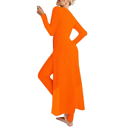 Women’s Casual Soft Ribbed Knit Two-Piece Set