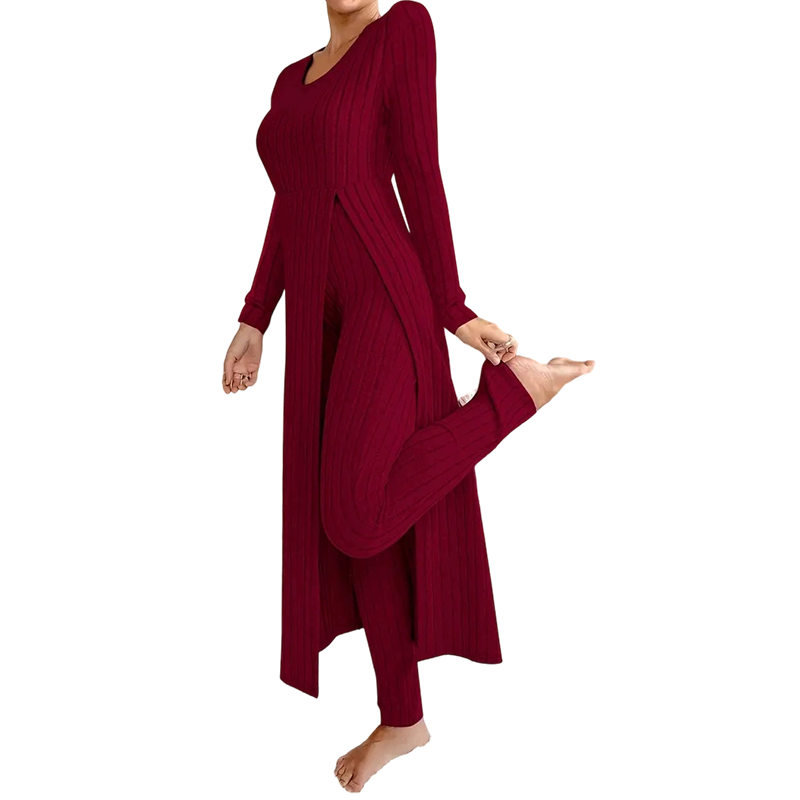 Women’s Casual Soft Ribbed Knit Two-Piece Set